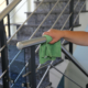 Professional staircase cleaning in a building